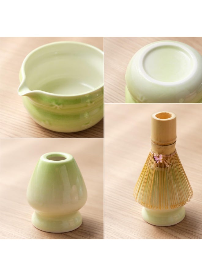 8 Pcs Matcha Whisk Set, Green Matcha Kit, Matcha Set Includes Matcha Bowl with Spout, Matcha Whisk and Holder, Ceramic Tea Caddy, Bamboo Scoop, Scoop Rest, Sifter and Tea Towel, Gift for Tea Lover - view 4